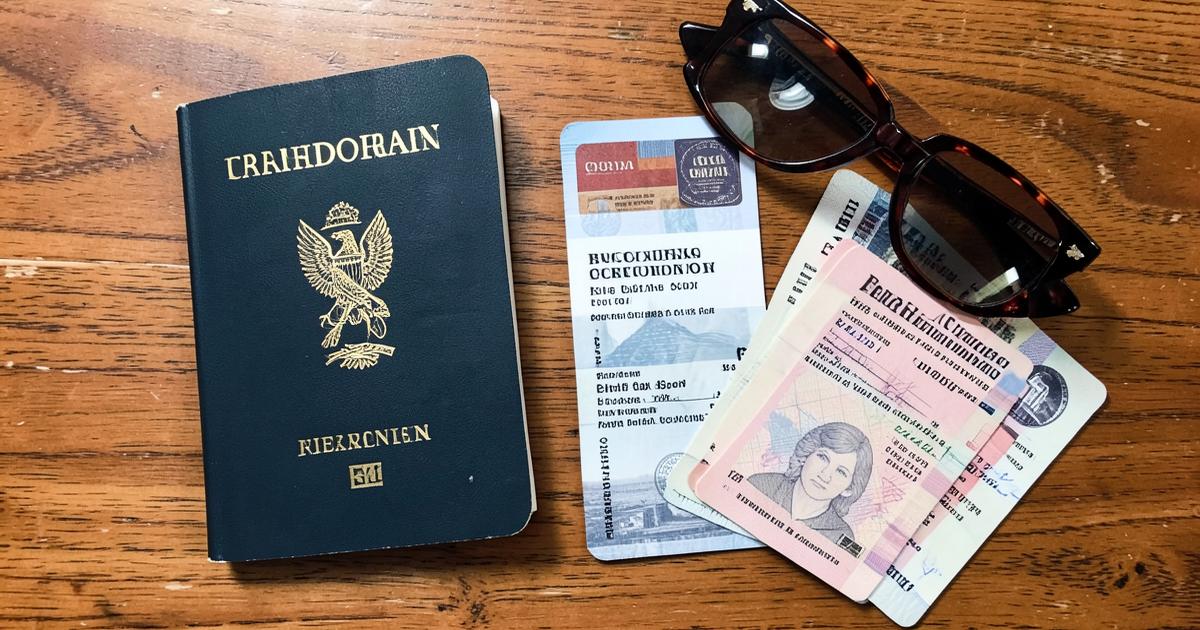 Passport and travel identity documents arranged on a table