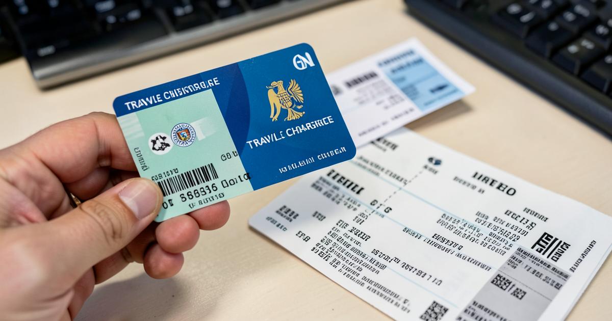 Hand holding a government travel charge card beside a boarding pass and receipt